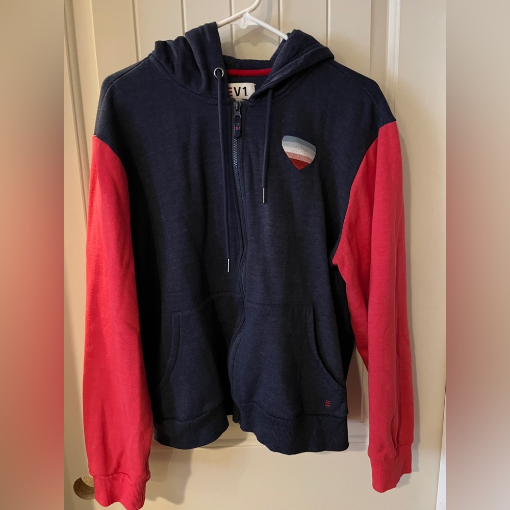 Ellen Degeneres Navy and Red Hoodie.